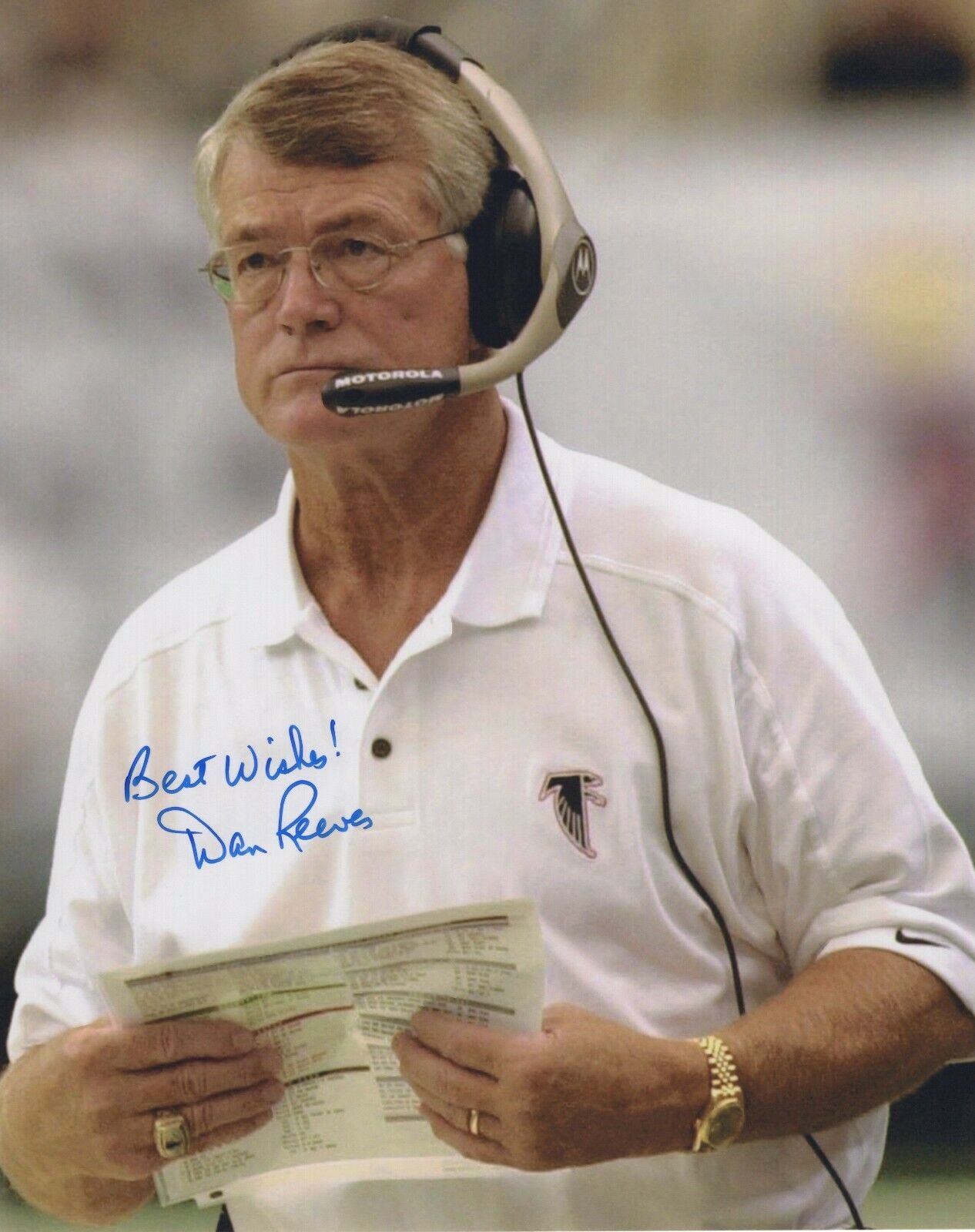 DAN REEVES SIGNED AUTOGRAPH 8X10 Photo Poster painting ATLANTA FALCONS COACH