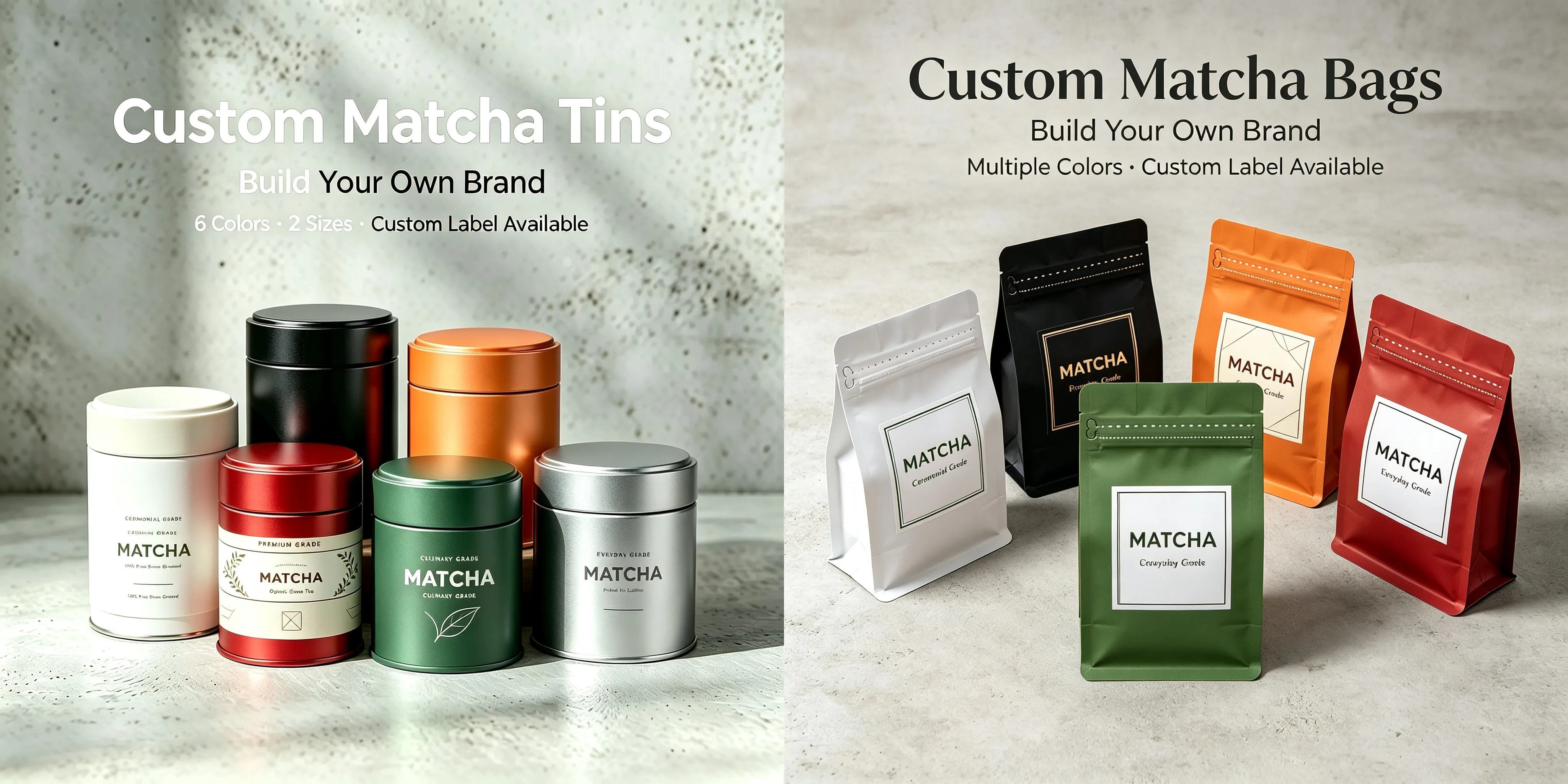 Matcha packaging custom options