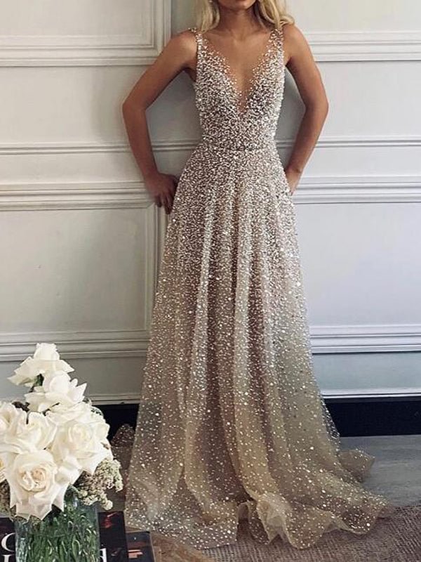 Sequin Grenadine Sparkly Glitter Birthday Prom Evening Party Fairy Prom Maxi Dress、、sdecorshop