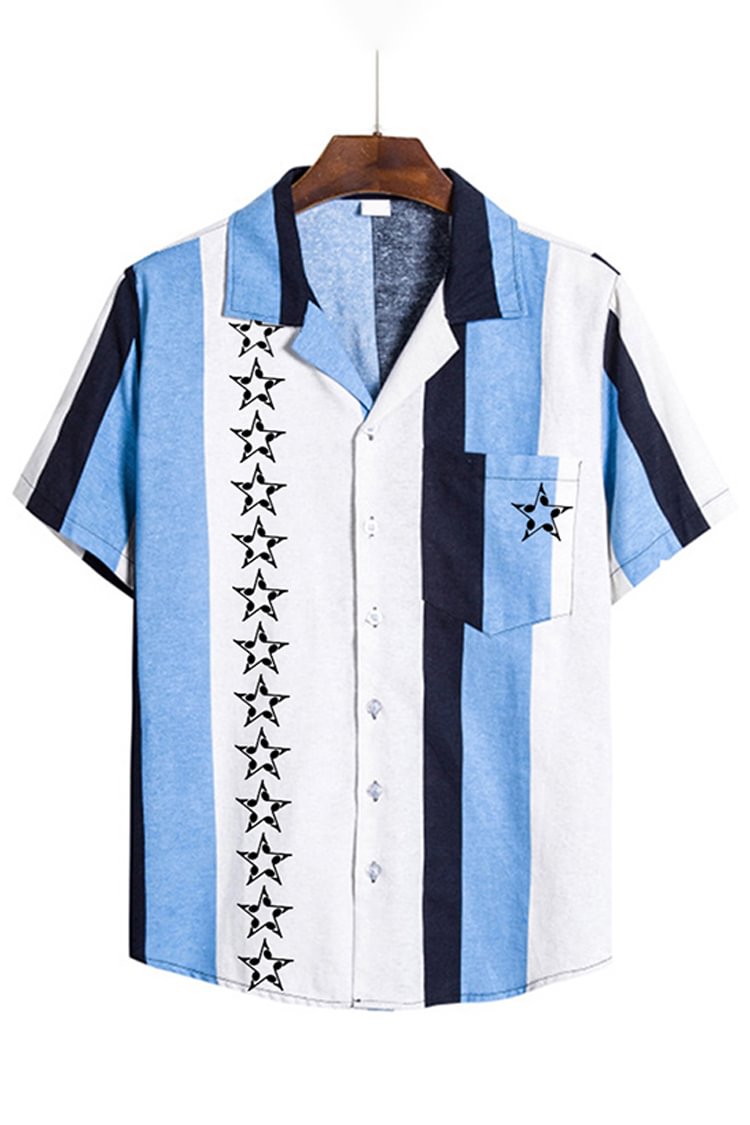 Blue Striped Contrast Shirt