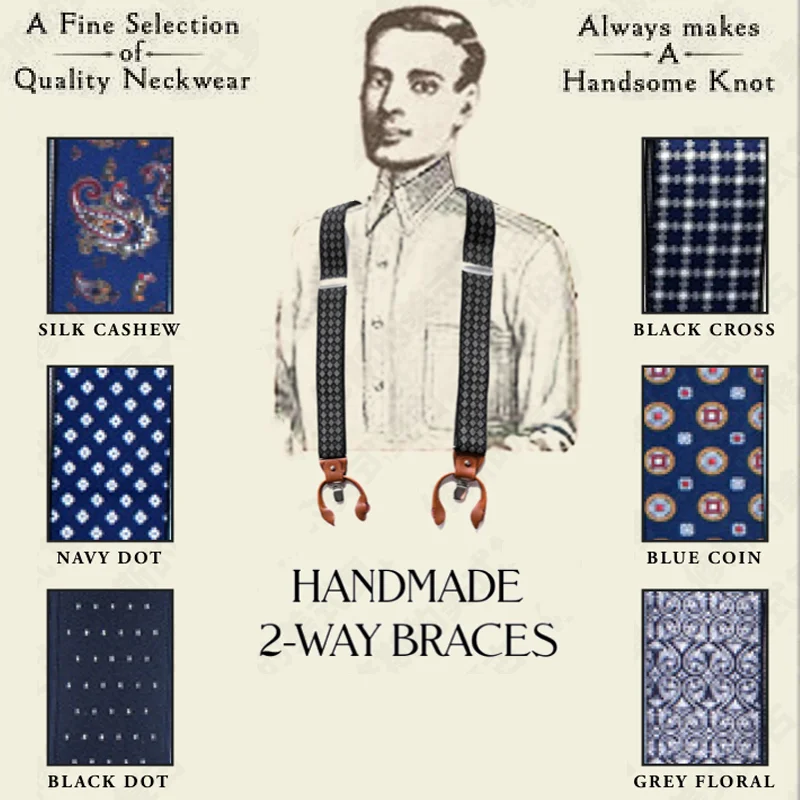 Vintage Y Flap Double Buckle Suspenders 35mm