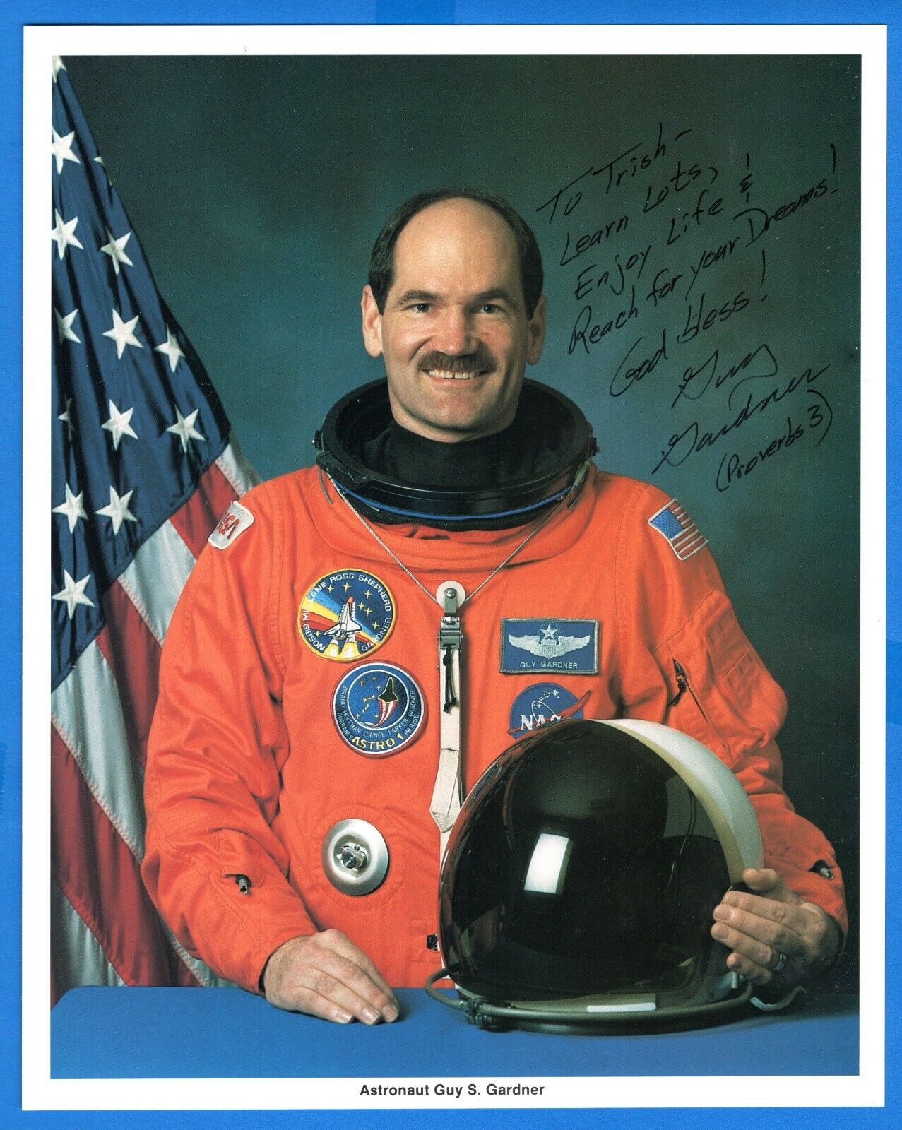 Guy Gardner NASA Astronaut Hand Signed Autograph 8x10 Photo Poster painting