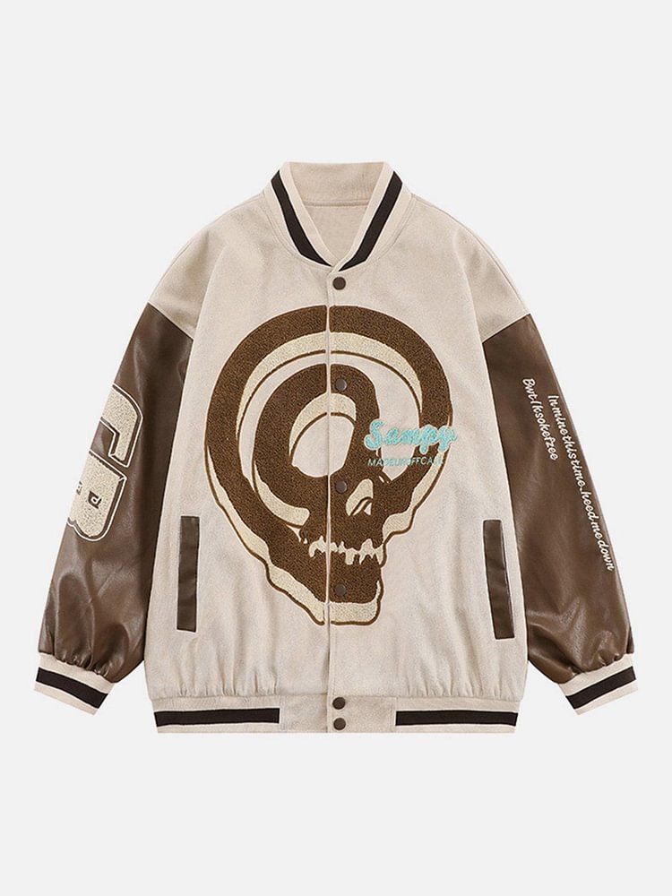 Flocking Skull Varsity Jacket