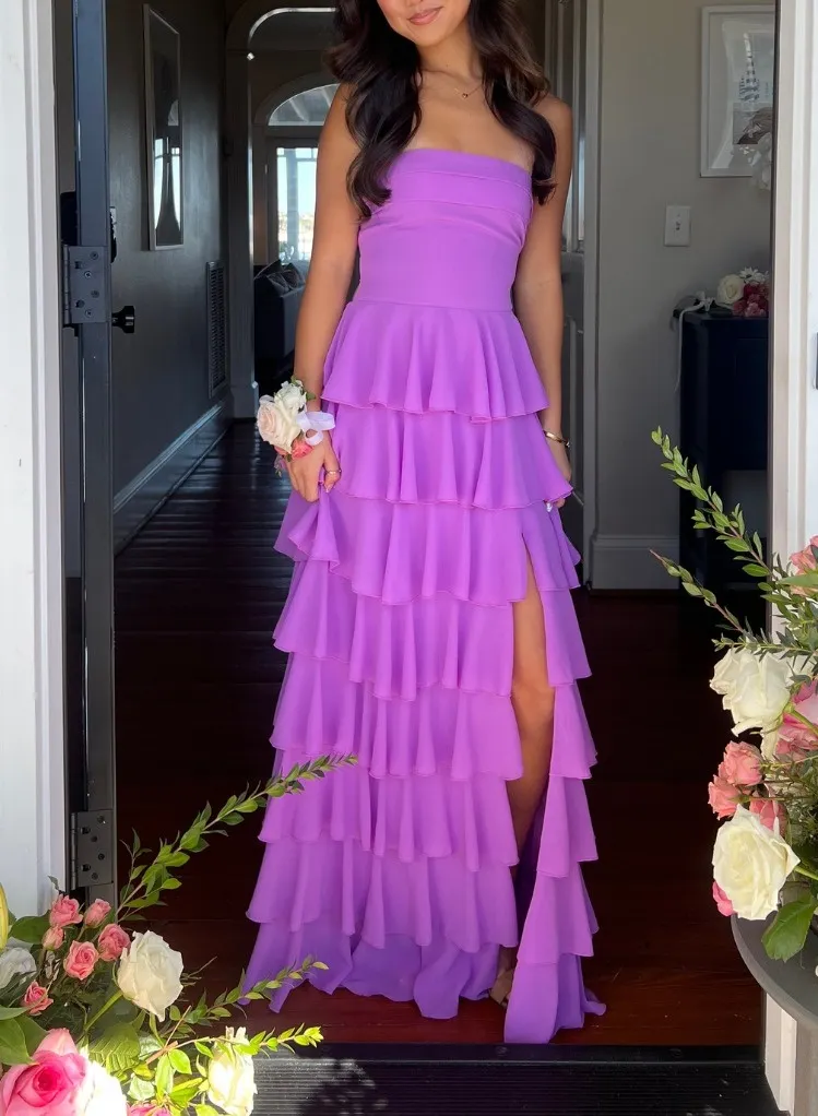 STRAPLESS MAXI WITH RUFFLE HEM JARDIM PARTY
