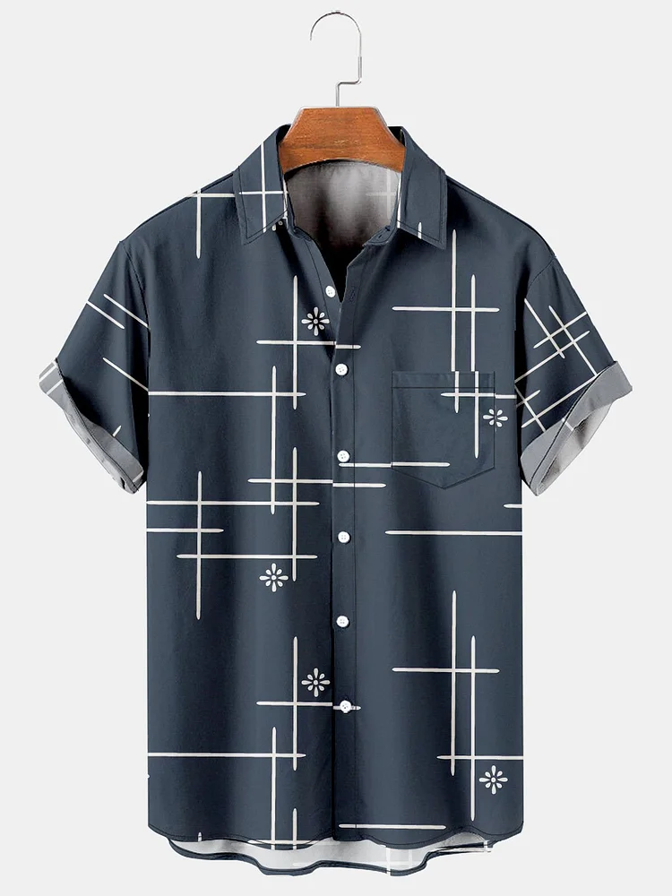 Men's Printed Casual Breathable Short Sleeve Hawaiian Shirt