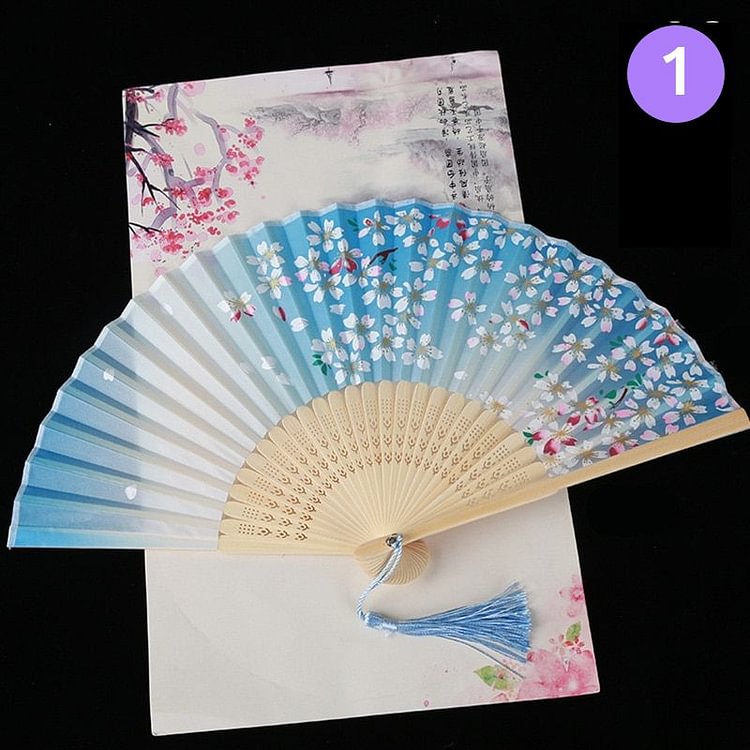 Pastel Color Chinese Japanese Silk Folding Fans - Gotamochi Kawaii Shop, Kawaii Clothes