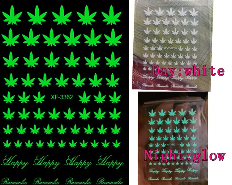 Luminous Fire Nail Art Stickers Glow In Dark Nail Decals Moon Butterfly Transfer Manicure Design Night Light Stickers-Nail Inspo