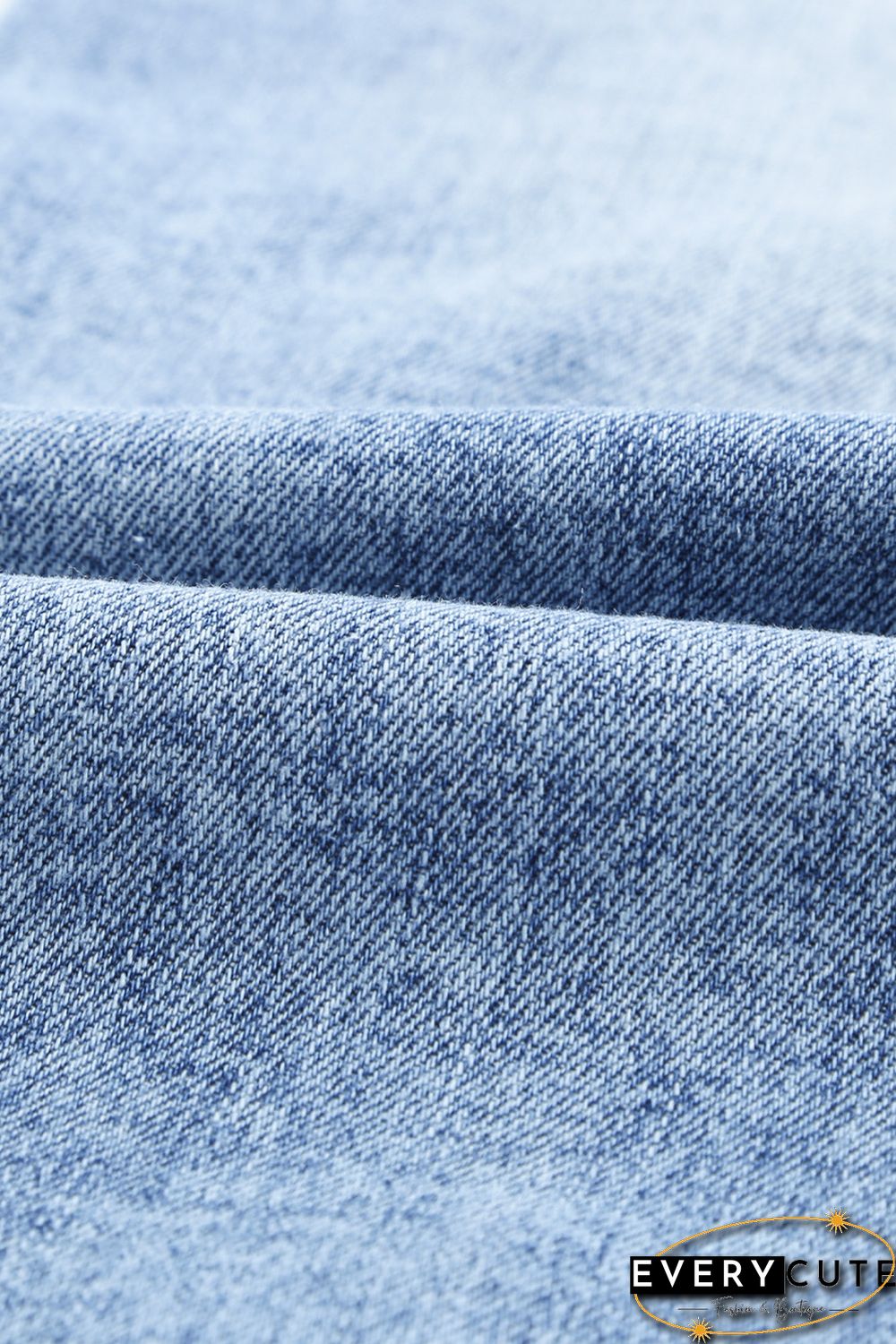 Light Blue Washed Holes Ripped Wide Leg Jeans