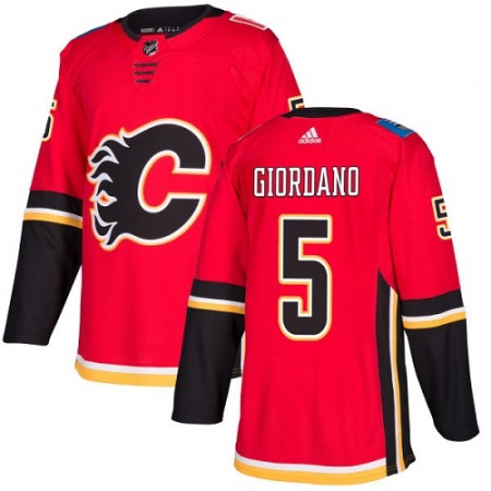 Men's  Calgary Flames #5 Mark Giordano Red Stitched NHL Jersey