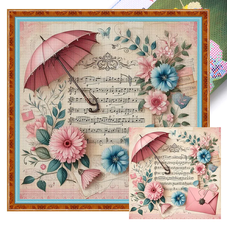 Vintage Umbrella (40*40cm) 16CT Stamped Cross Stitch gbfke