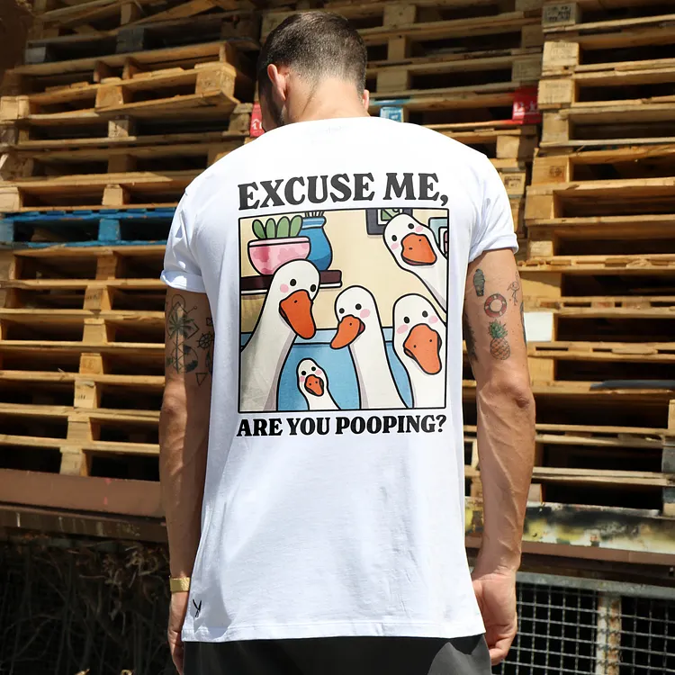 Excuse Me Are You Pooping Printed Men's T-shirt