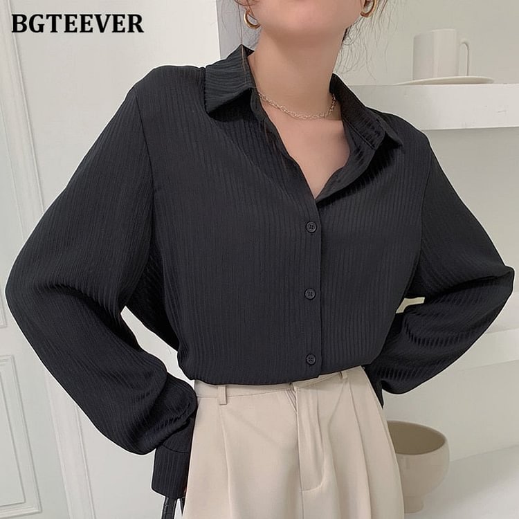 BGTEEVER Office Ladies Striped Women Blouses Tops Full Sleeve Loose Women Shirts Elegant Spring Blusas Mujer 2021 - BlackFridayBuys