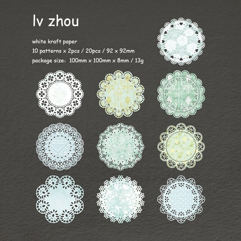 Journalsay 20 Sheets Simple Art Lace Hollow Material Paper Creative DIY Journal Collage Lace Border Memo Pad