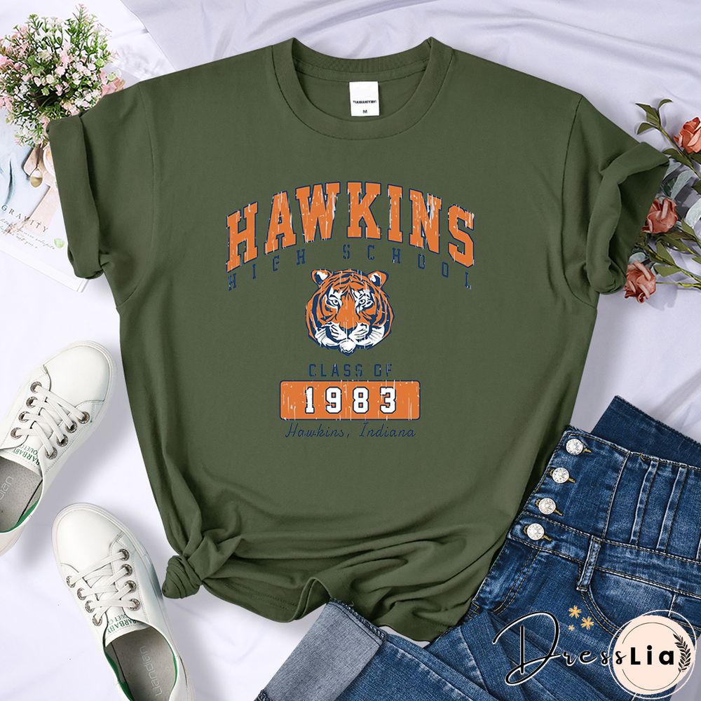 Hawkins High School Class Of 1983 Womens T-Shirts Breathable Casual Tshirt Cute Harajuku Short Sleeve Fashion T Shirts Female