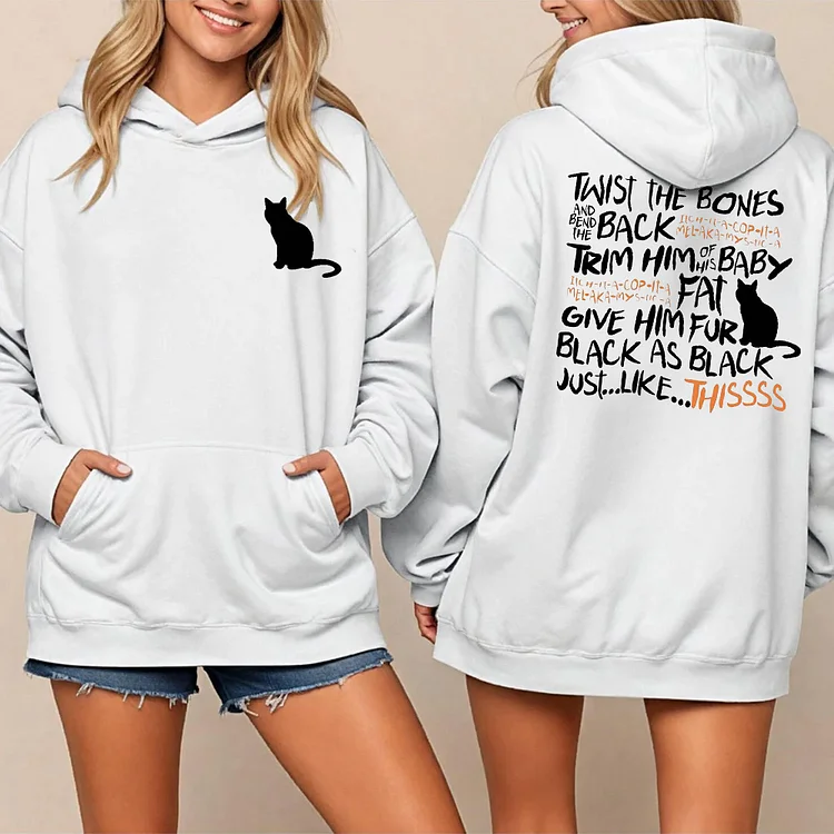 Funny Twist The Bones Shirt, Halloween Gift Shirt for Women, Black Cat T-shirt, V-neck, Sweatshirt, Hoodie