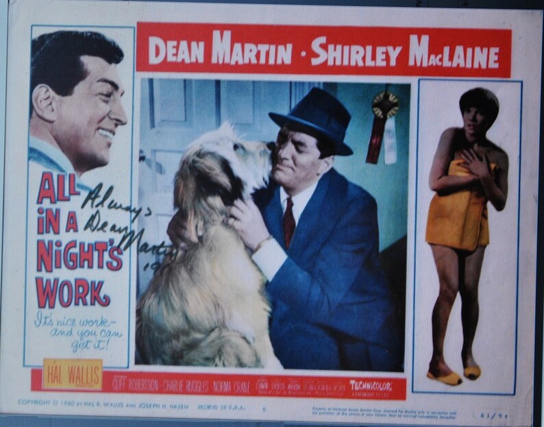 DEAN MARTIN All in a Nights Work Signed Photo Poster painting wCOA