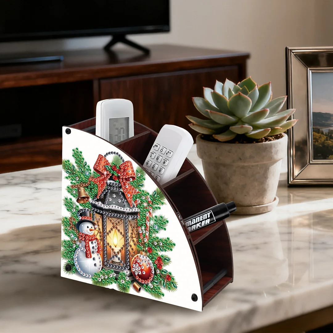 DIY Diamond Painting Kit Triangle Shaped Organizer Box Christmas Lamp Wooden Box