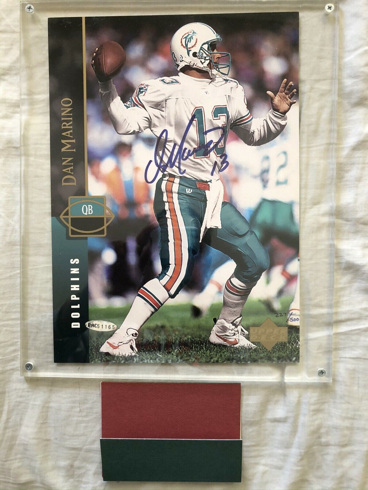 Dan Marino autographed signed autograph Dolphins 1994 Upper Deck Photo Poster painting card UDA