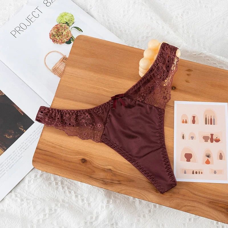 European Style Sexy Thongs Fashion Hollowed Out Comfort Panties Low Waist Seamless G-String T Pants Sexy Lace Panties Lingerie