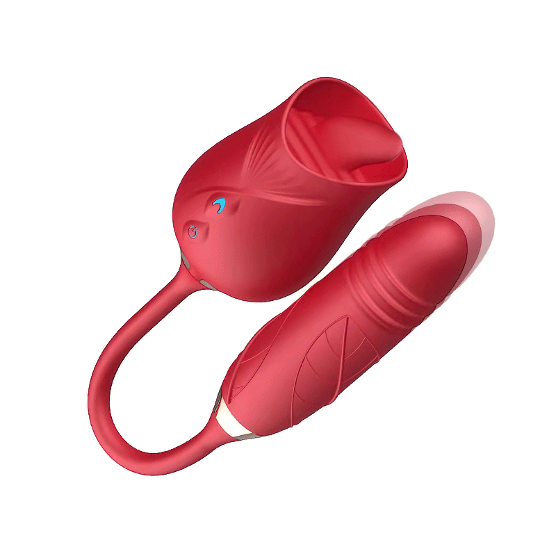 Rose Toy With Tongue, Flapping G Spot Dildo