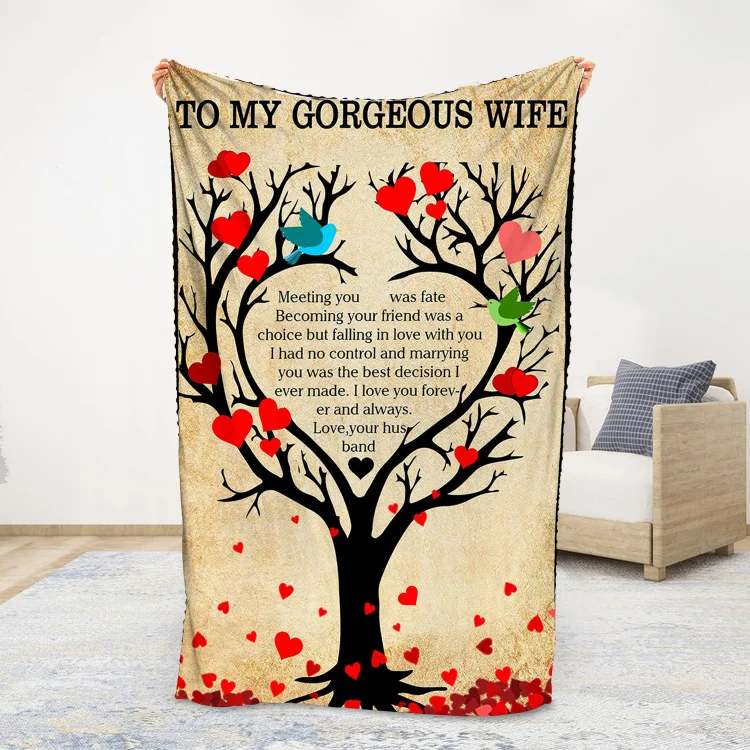 To My Gorgeous Wife Couple Blanket Sweet Gift For Valentine's Day
