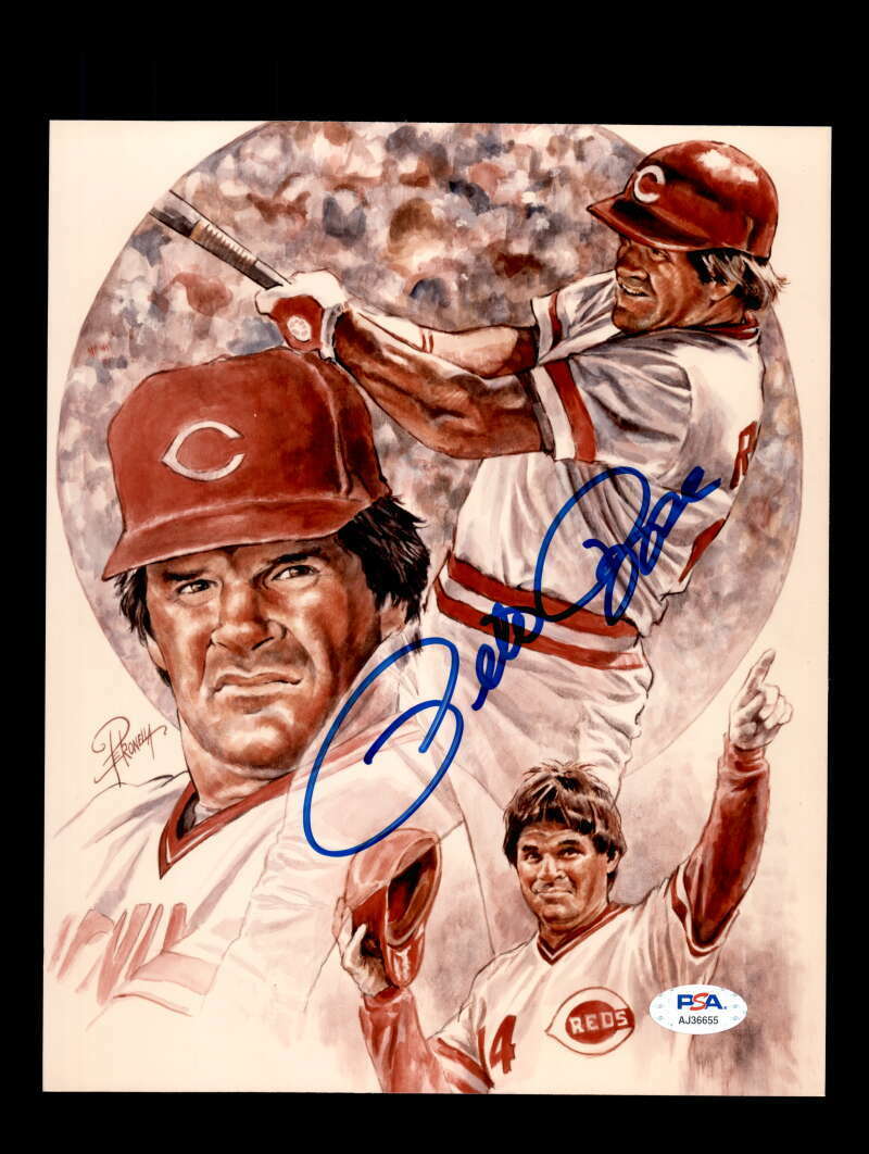 Pete Rose PSA DNA Coa Signed 8x10 Photo Poster painting Autograph