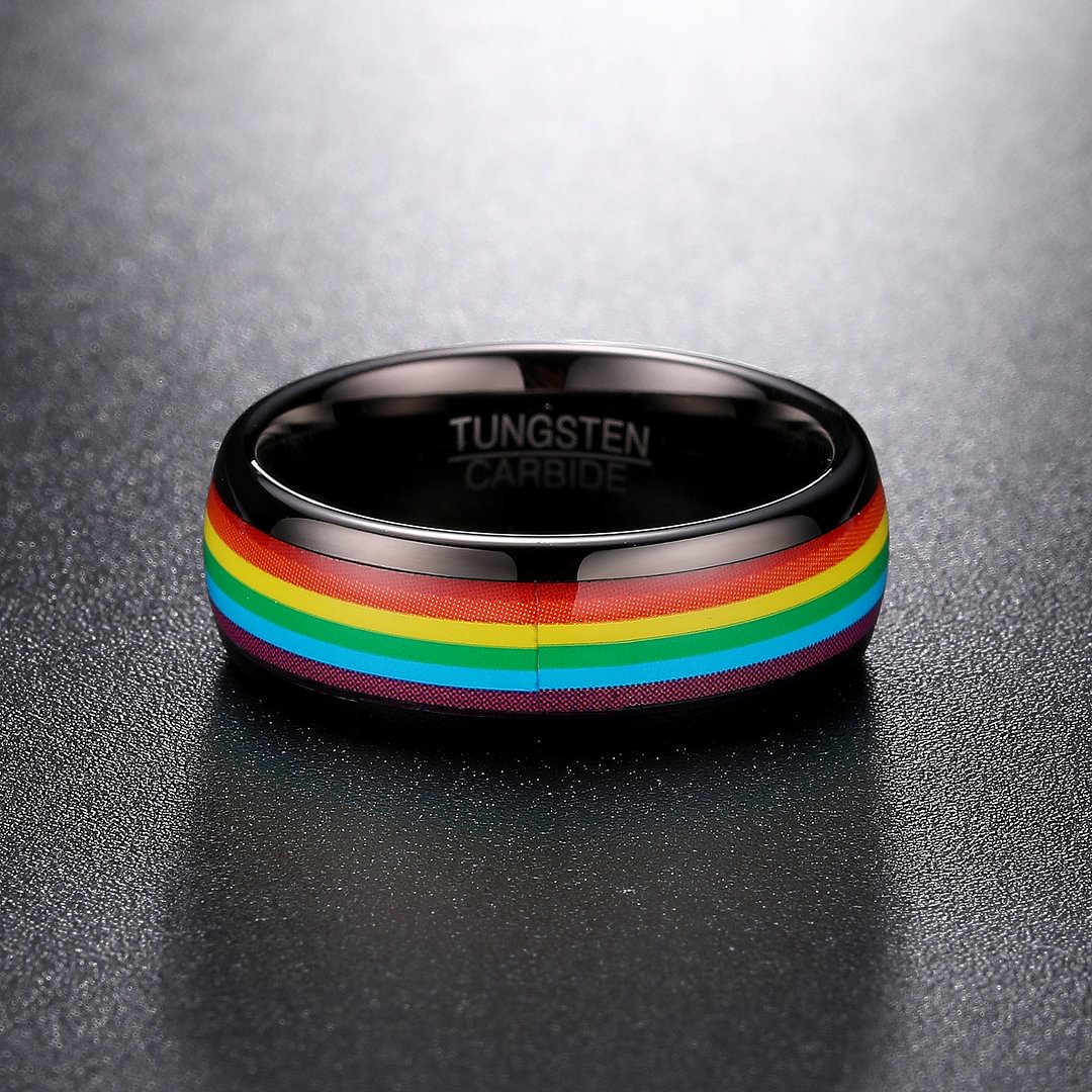 8mm Black Domed Colored Tungsten Carbide Men's Wedding Bands