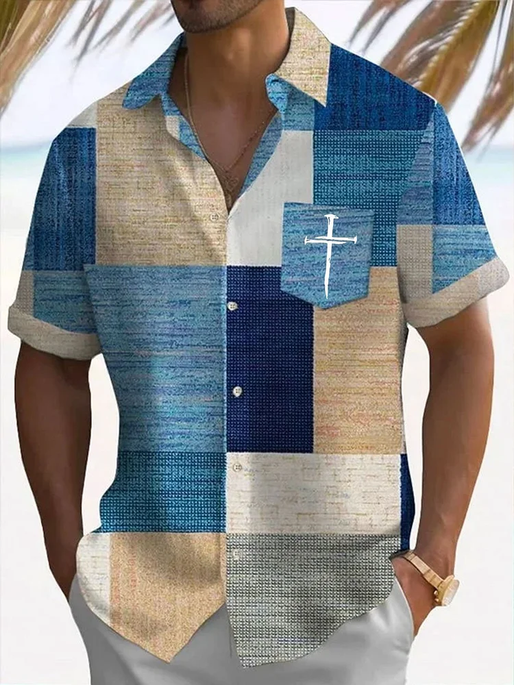 🔥Buy 3 Get 15% Off🔥Men's Faith Cross Printed Casual Shirt 