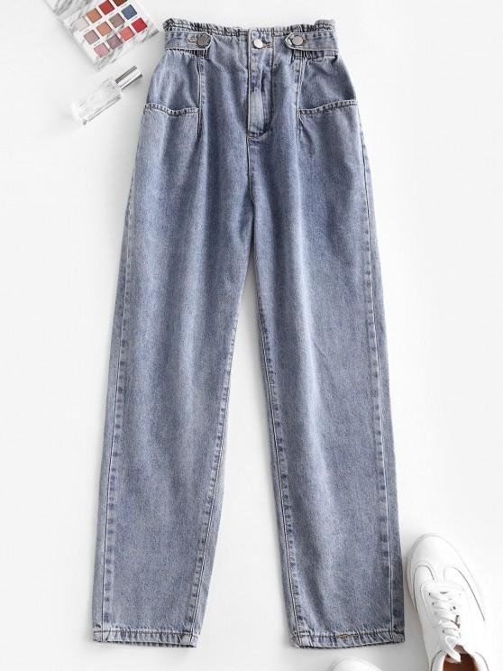 High Waist Pockets Tapered Jeans