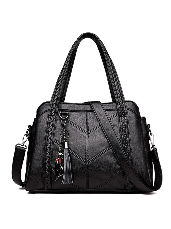 Women Casual Tassel Zip Tote Bags