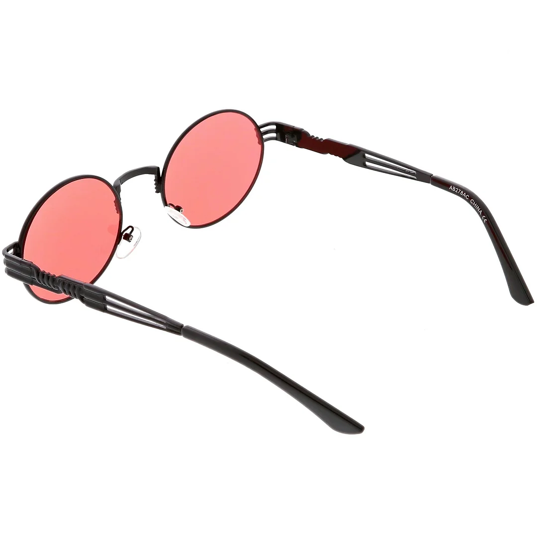 Steampunk Inspired Oval glasses Unique Engraved Metal Detail Color Tinted Lens 60mm