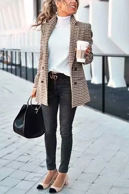 Chic Khaki Suit Blazer