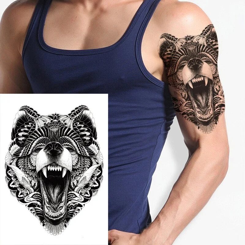 1 PIECE Temporary Tattoo Tiger 3D Realistic Waterproof Transfer Mens Womens