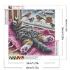 Chat et oiseau - perceuse ronde peinture diamant - 40*40cm