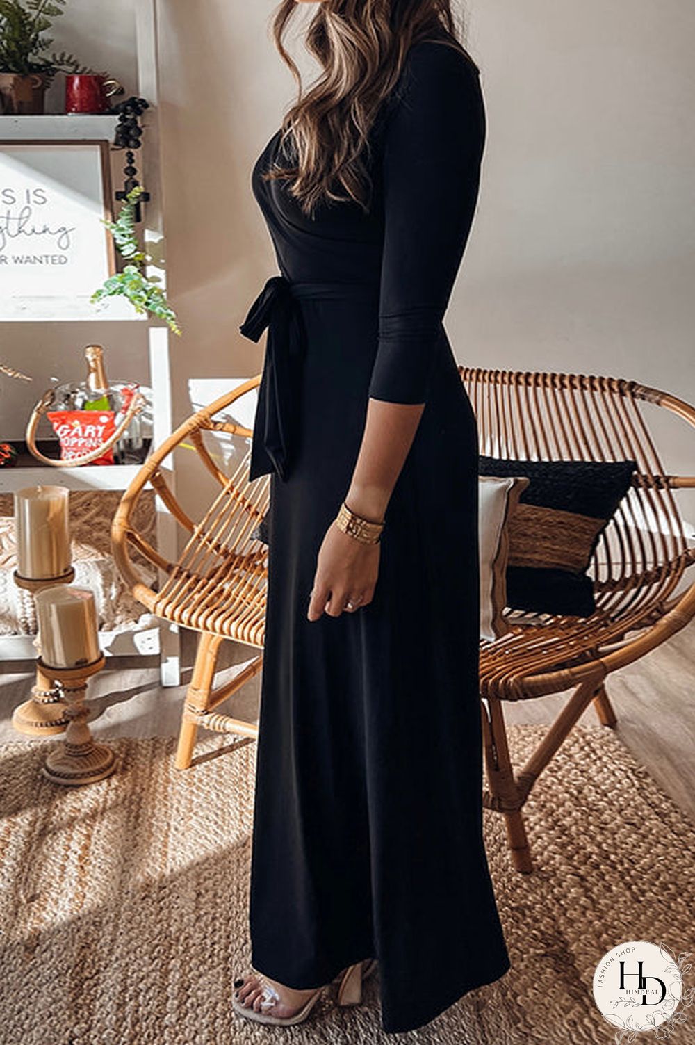 Solid Wrap Maxi Dress