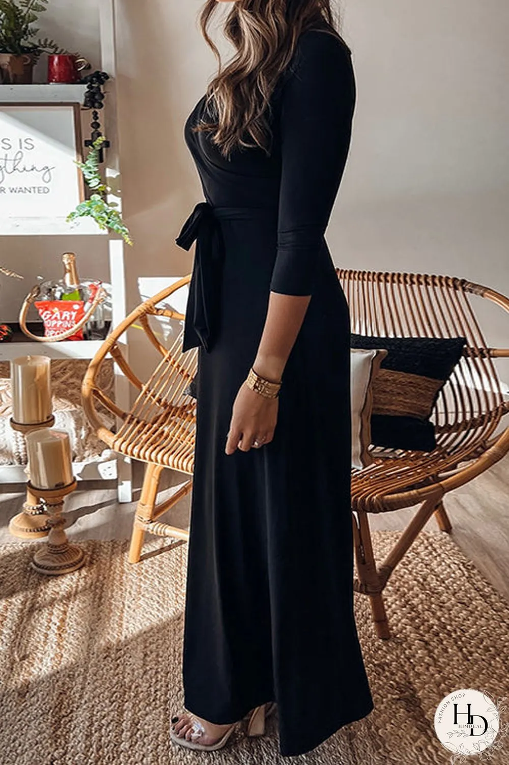 Solid Wrap Maxi Dress