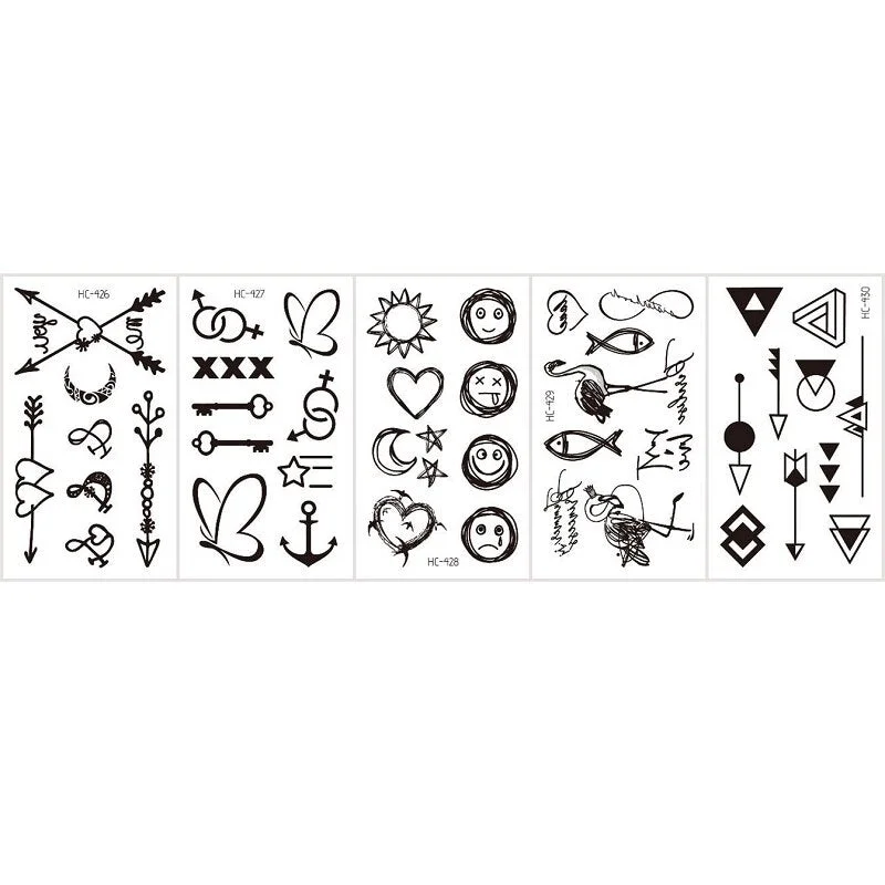 5Pcs/Set Feather Bird Element Pattern Dandelion Temporary Tattoo Sticker Fake Tattoos for Women Men Body Makeup Waterproof