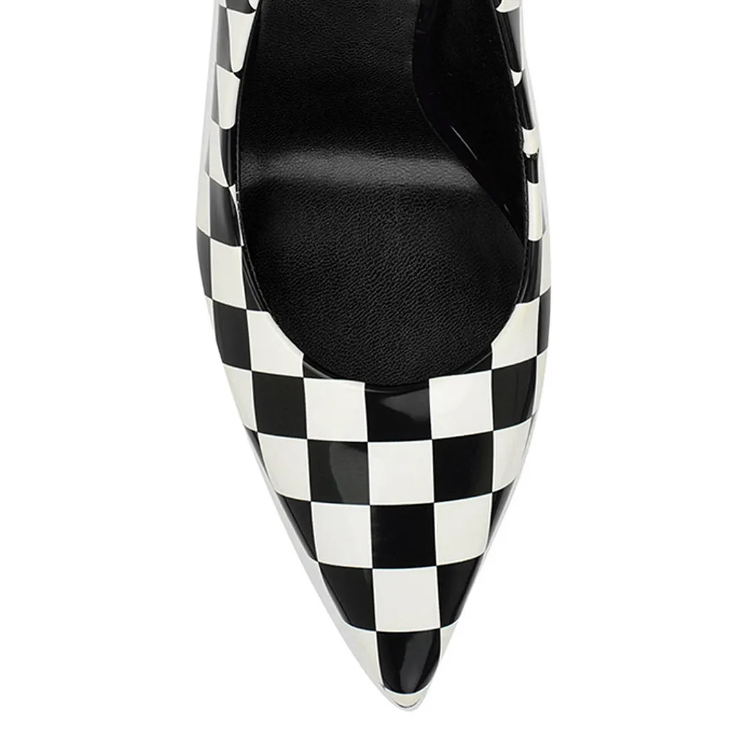 Black & White Blocks Pointed Toe Stiletto Heel Pumps for Women