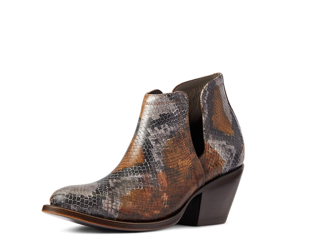 Ariat Women's Dixon R Toe Brown Snakeskin Print Ankle Boots 10038548