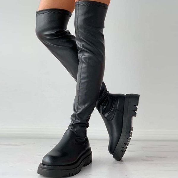 New Female Platform Thigh High Boots Fashion Slim Chunky Heels Over The Knee Boots Women Party Shoes Woman - Shop Trendy Women's Clothing | LoverChic