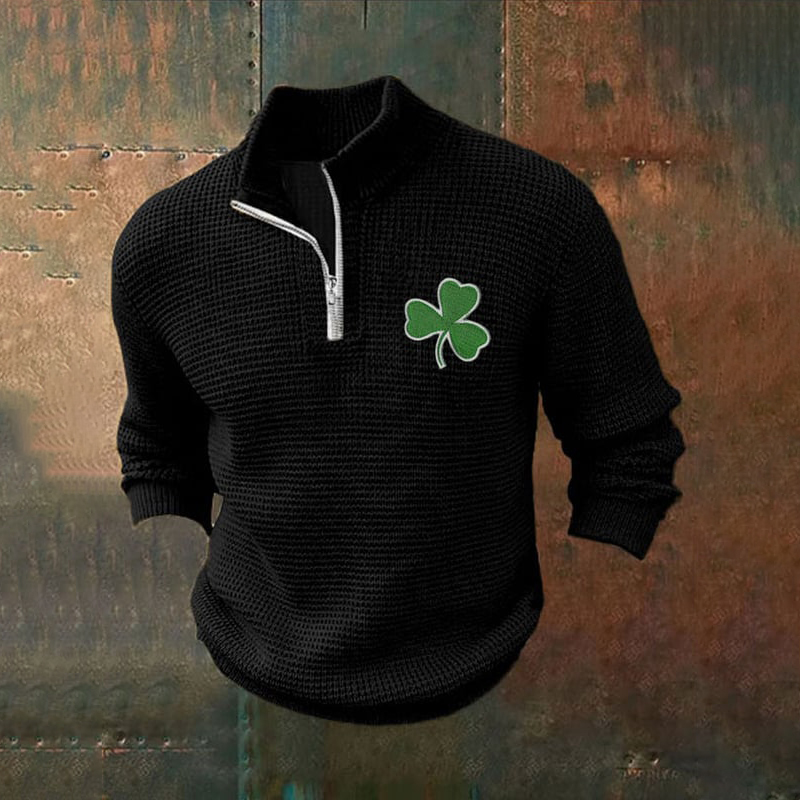 Comstylish Men'S St. Patrick'S Day Knit Zip-Up Sweater