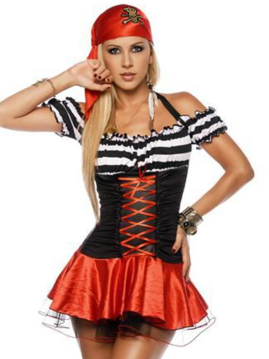 Women's Halloween Dress Pirate Cosplay Off The Shoulder Uniform Set