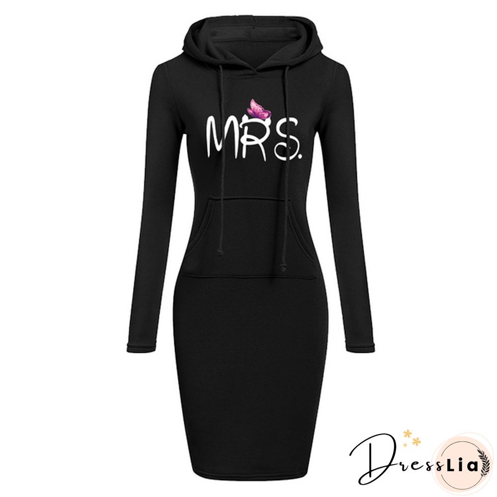 Women's Casual Dress Outdoor Sports Pullover Pocket Hooded Slim Dress