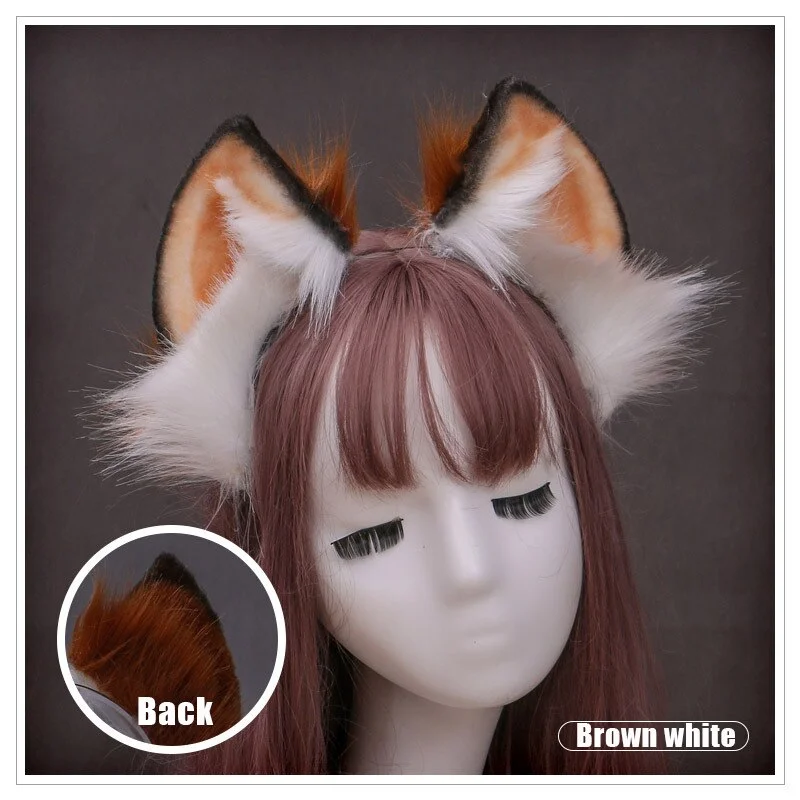 Billionm OJBK Fox Cat Ears Soft Hairband Furry Plush Foldable Wolf Cat Ears Girls Fashion Anime Decor Ear Cosplay Kawaii Hair Accessories
