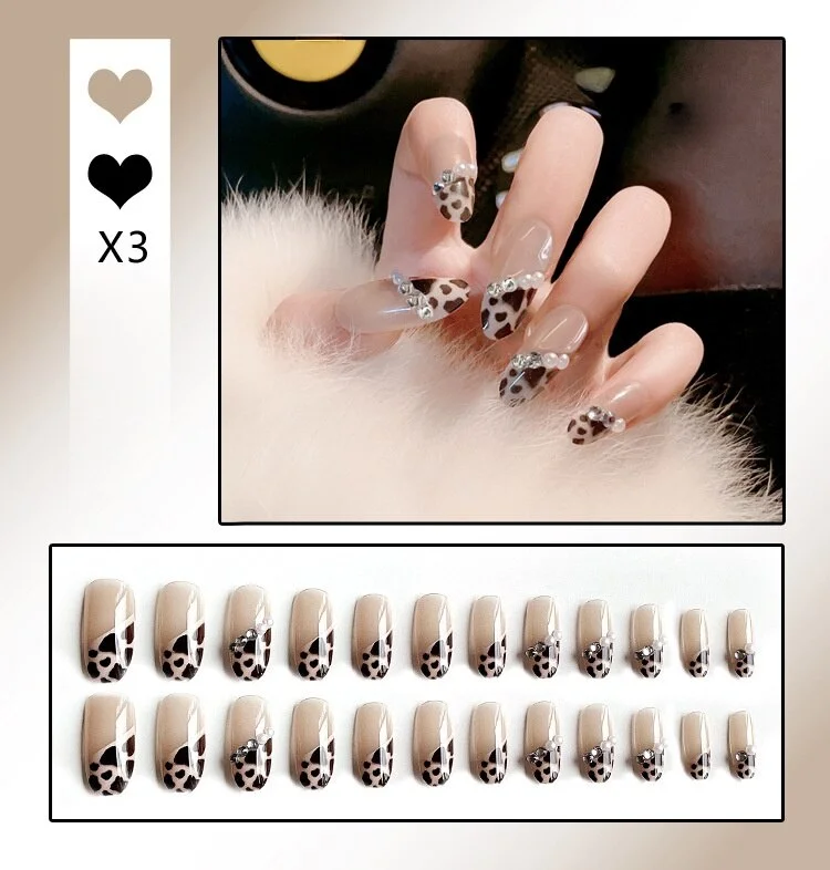 Aurora Transparent Fake Nails Tips for Finger Wear Crystal Ice Clear Butterfly Press on Nails Long Bow Ballet Diamond False Nail-Nail Inspo