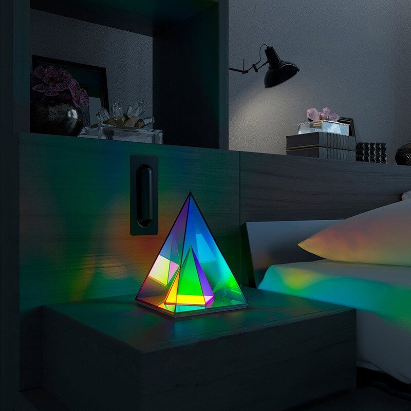 Nordic Pyramid Triangle RGB Table Lamps Living Room Bedroom Bedside Color LED Desk Lamp Bar Gaming Room Indoor Atmosphere Lights
