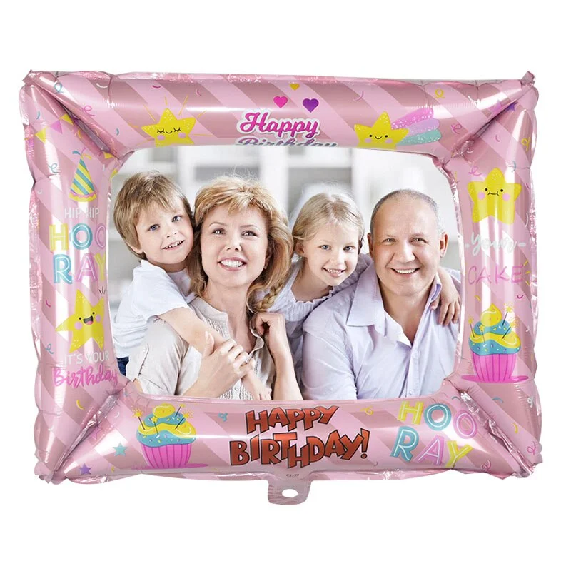 1Pcs Birthday Photo Booth Foil Balloons Happy Birthday Balloon Photo Frame Globos Photo props Birthday Party Decorations