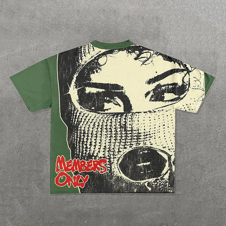 Vintage Mask Gangster Girl Graphic Cotton T-Shirt