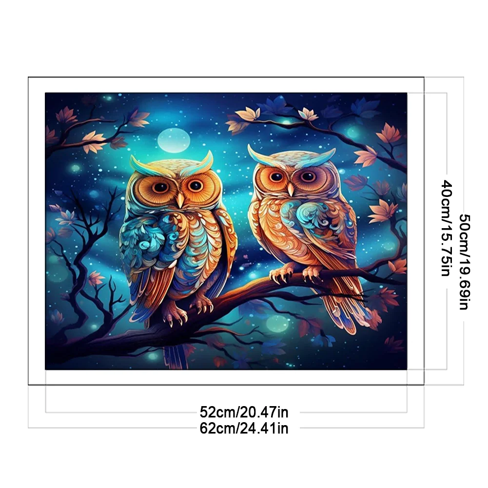 9CT Full Stamped Cross Stitch Bead Embroidery- Owls(Canvas|52*40CM)