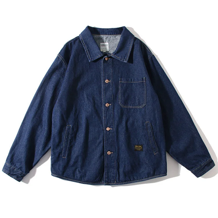 Men's Thin Jacket Basic INS Style Solid Color Lapel Denim Jacket